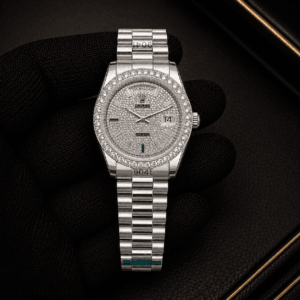Rolex Day-Date 40MM Automatic Men's Watch with Diamond Style Dial and Stainless Steel Bracelet