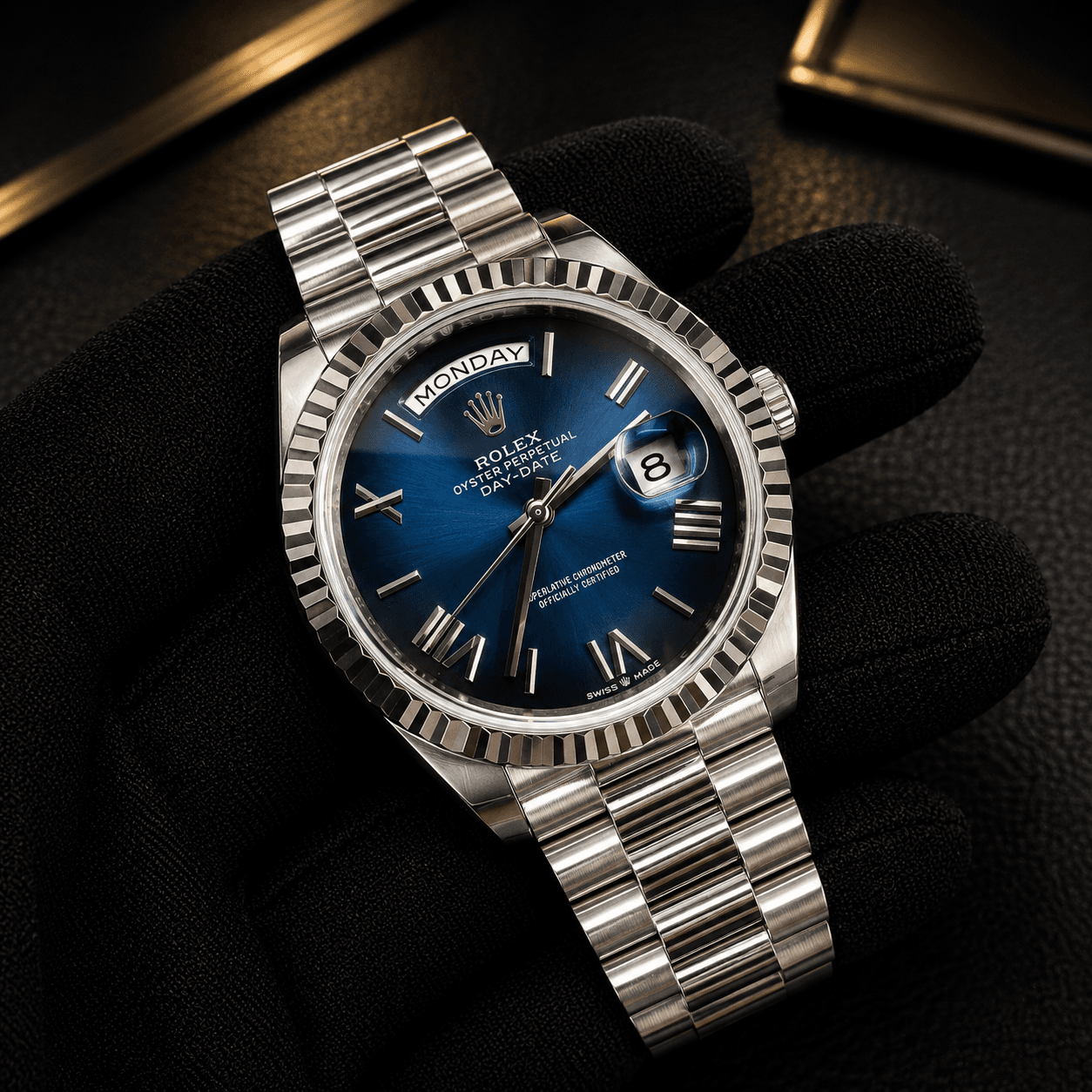 Rolex Day-Date Swiss ETA Blue Dial Watch 40mm