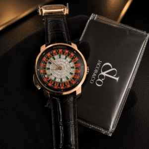 Jacob & Co Casino Quartz Rose Gold Black Dial Watch For Men