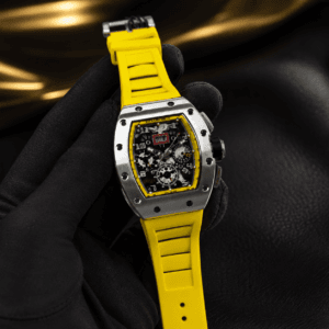 Richard Mille RM 011 Automatic Open Back Watch with Skeleton Dial and Rubber Strap