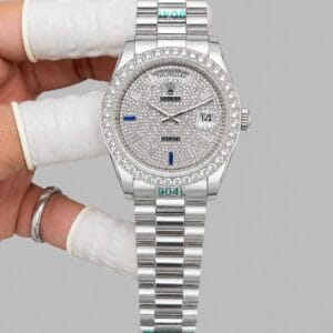 Rolex Day-Date 40MM Automatic Men's Watch with Diamond Style Dial and Stainless Steel Bracelet
