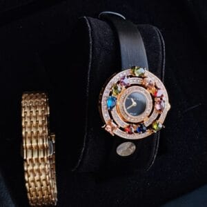BVLGARI Astrale Gemstone Ruby Women's Watch with Multicolor Gemstone Bezel and Rose Gold Finish