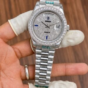 Rolex Day-Date 40MM Automatic Men's Watch with Diamond Style Dial and Stainless Steel Bracelet