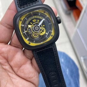 SevenFriday Automatic Skeleton Watch with Premium Square Case and Open Heart Dial