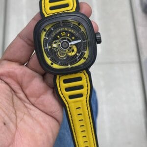 SevenFriday Automatic Skeleton Watch with Premium Square Case and Open Heart Dial
