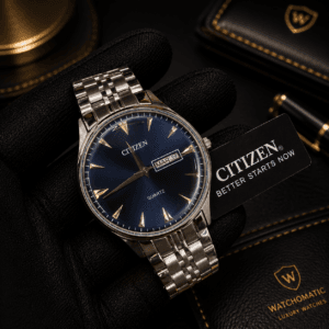 Citizen OG Authentic Quality Quartz Day Date Silver Men's Watch with Sapphire Glass and Stainless Steel Bracelet