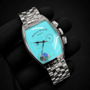 Franck Muller Vanguard Men Watch with Tiffany Blue Dial Japan Quartz Sapphire Glass Stainless Steel Bracelet