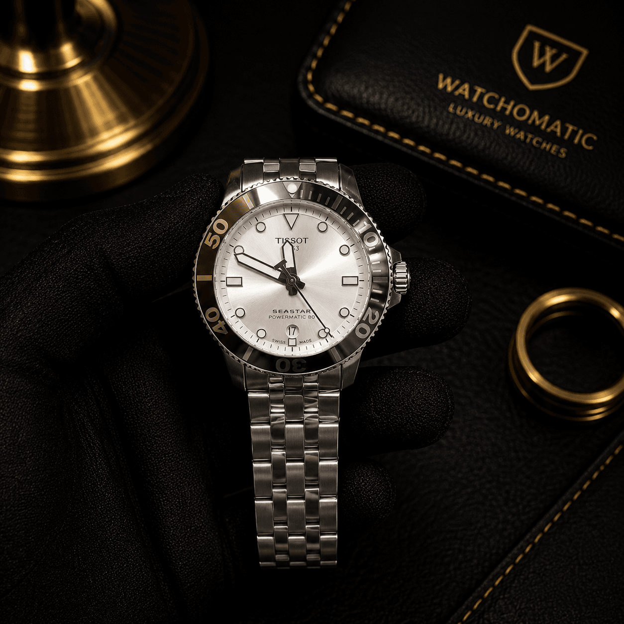 Tissot Seastar Powermatic 80 OG Authentic Quality Automatic Men's Watch with Sapphire Glass and Stainless Steel Bracelet