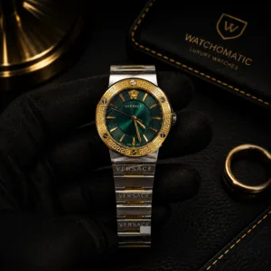 Versace Green Dial Women's Watch OG Authentic Quality Silver Gold Stainless Steel Luxury Watch