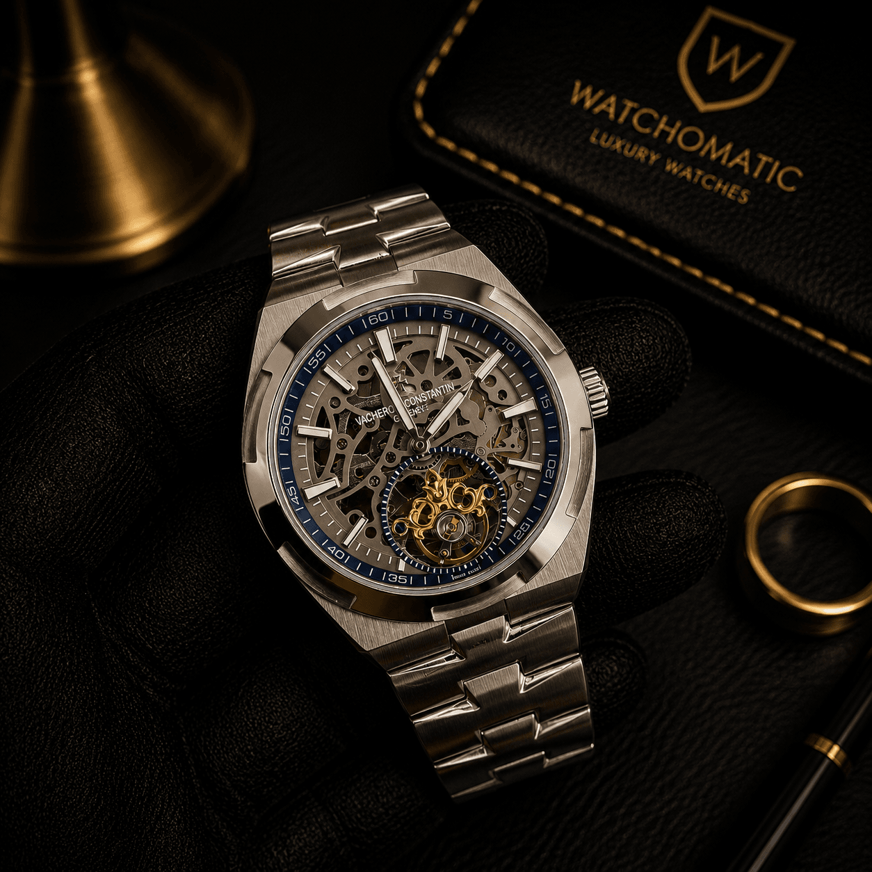 Vacheron Constantin Overseas Tourbillon Skeleton Japan Automatic Stainless Steel Watch for Men