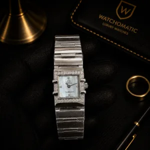 Omega Constellation Quadro Diamond Bezel Silver Stainless Steel Ladies Watch Japan Movement