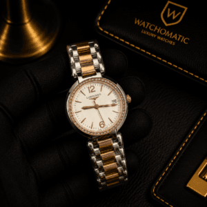 Longines Prima Luna Diamond Bezel Rose Gold Dual Tone Stainless Steel Ladies Watch with Mother of Pearl Dial and Japan Quartz Movement