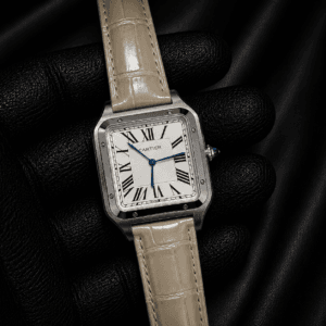 Cartier Santos de Cartier Silver Men's Leather Strap Japan Movement Watch