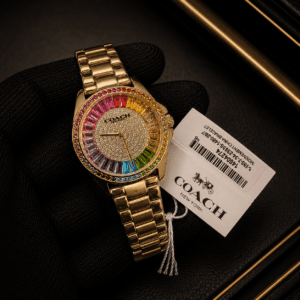Coach Women's Rainbow Crystal Rose Gold Watch Original Authentic Quality