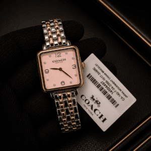 Coach Women's Square Rose Gold Watch Pink White Black Dial Original Authentic Quality