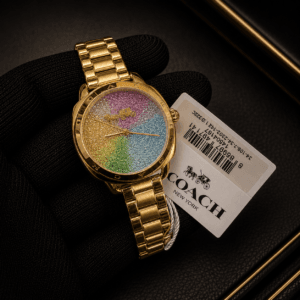Coach Women's Rainbow Crystal Dial Rose Gold Watch Original Authentic Quality