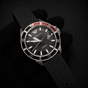 Emporio Armani Men's Black Silicone Diver Watch Original Authentic Quality