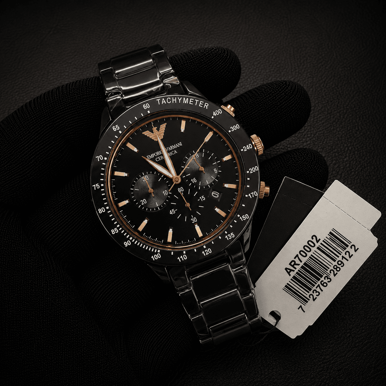 Emporio Armani Men's Black Ceramic Chronograph Watch Original Authentic Quality