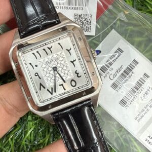 Cartier Santos de Cartier Silver Men's Leather Strap Japan Movement Watch