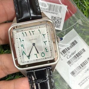 Cartier Santos de Cartier Silver Men's Leather Strap Japan Movement Watch