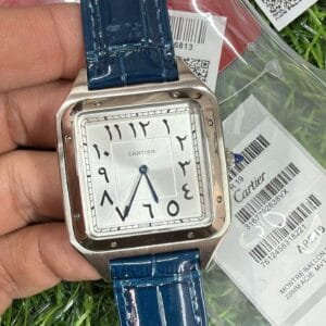Cartier Santos de Cartier Silver Men's Leather Strap Japan Movement Watch