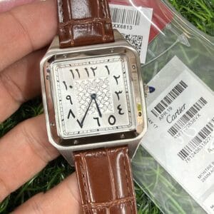 Cartier Santos de Cartier Silver Men's Leather Strap Japan Movement Watch