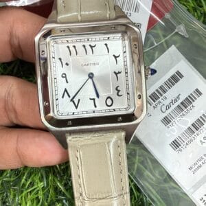 Cartier Santos de Cartier Silver Men's Leather Strap Japan Movement Watch