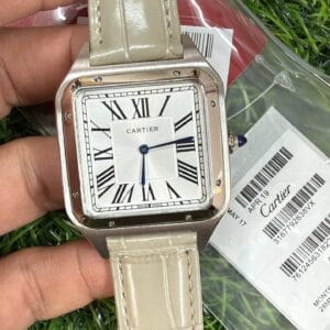 Cartier Santos de Cartier Silver Men's Leather Strap Japan Movement Watch