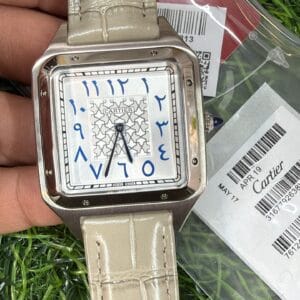 Cartier Santos de Cartier Silver Men's Leather Strap Japan Movement Watch