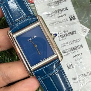 Cartier Tank Louis Silver Leather Strap Watch