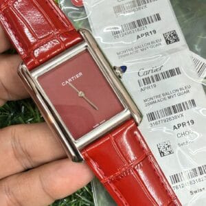 Cartier Tank Louis Silver Leather Strap Watch