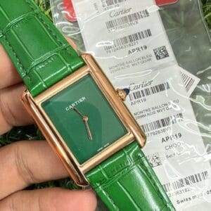 Cartier Tank Louis Rose Gold Leather Strap Japan Movement Men's Watch