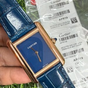 Cartier Tank Louis Rose Gold Leather Strap Japan Movement Men's Watch