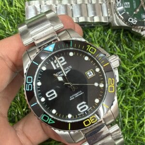 Longines HydroConquest Automatic 41MM Men's Watch with Ceramic Bezel All Stainless Steel Bracelet Green Black Grey Dial