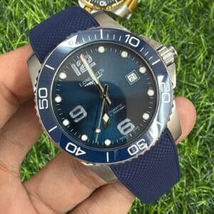 Longines HydroConquest Automatic 41MM Men's Watch with Ceramic Bezel Premium Silicone Strap Green Blue Black Dial