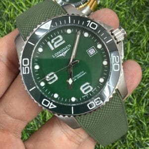 Longines HydroConquest Automatic 41MM Men's Watch with Ceramic Bezel Premium Silicone Strap Green Blue Black Dial