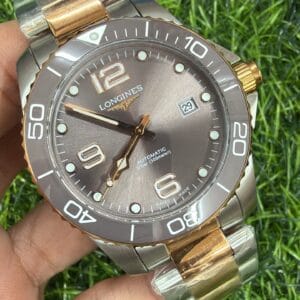 Longines HydroConquest Automatic 41MM Men's Watch with Ceramic Bezel Two Tone Stainless Steel Bracelet Green Blue Brown Black Dial
