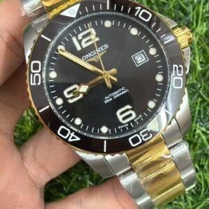 Longines HydroConquest Automatic 41MM Men's Watch with Ceramic Bezel Two Tone Stainless Steel Bracelet Green Blue Brown Black Dial