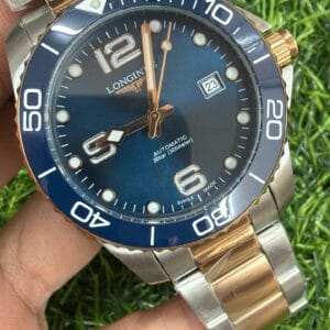 Longines HydroConquest Automatic 41MM Men's Watch with Ceramic Bezel Two Tone Stainless Steel Bracelet Green Blue Brown Black Dial