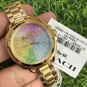 Coach Women's Rainbow Crystal Dial Rose Gold Watch Original Authentic Quality