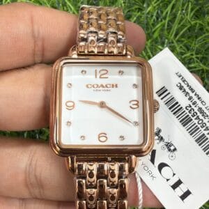 Coach Women's Square Rose Gold Watch Pink White Black Dial Original Authentic Quality