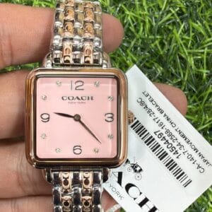Coach Women's Square Rose Gold Watch Pink White Black Dial Original Authentic Quality