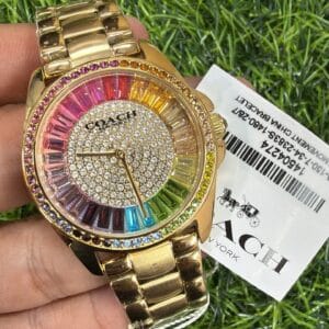 Coach Women's Rainbow Crystal Rose Gold Watch Original Authentic Quality