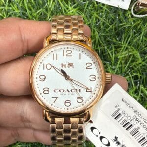 Coach Women's Rose Gold Classic Bracelet Watch Original Authentic Quality with White Dial and Rose Gold Stainless Steel Bracelet