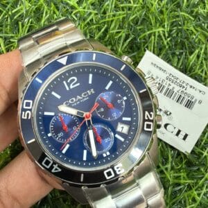Coach Men's Blue Stainless Steel Watch Original Authentic Quality with Blue Dial Multi Function Display and Date Window