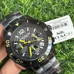 Coach Men's Black Stainless Steel Watch Original Authentic Quality with Multi Function Dial and Date Display
