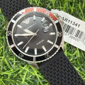 Emporio Armani Men's Black Silicone Diver Watch Original Authentic Quality