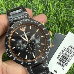 Emporio Armani Men's Black Ceramic Chronograph Watch Original Authentic Quality
