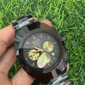 RADO DiaStar Chronograph Black Gold Premium Japan Machine Sapphire Glass Stainless Steel Men's Watch