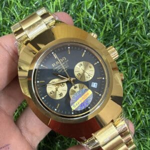 RADO DiaStar Chronograph Black Gold Premium Japan Machine Sapphire Glass Stainless Steel Men's Watch
